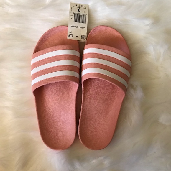 baby pink adidas slides